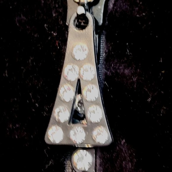 Vintage Gepetto Velour Pullover Black Rhinestone Zipper Women XL Shoulder Pads - Picture 3 of 7